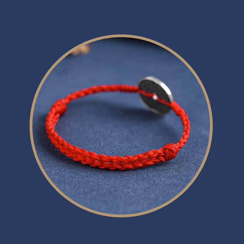 EverestArtStudios 925 Sterling Silver Coin Protection Braided Bracelet Anklet
