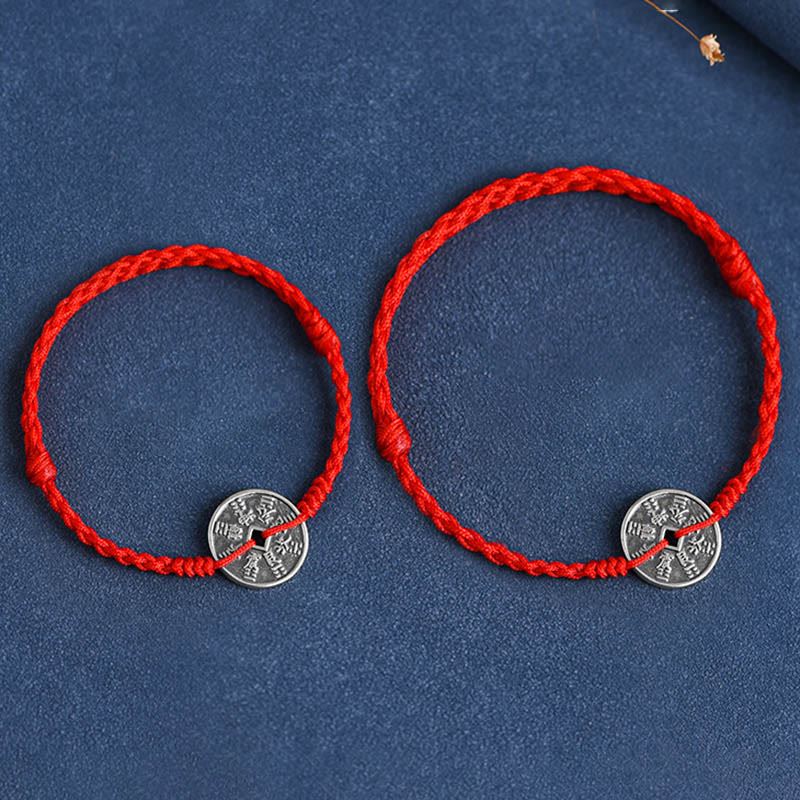 EverestArtStudios 925 Sterling Silver Coin Protection Braided Bracelet Anklet