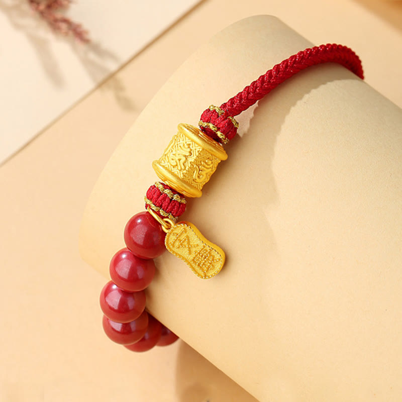 EverestArtStudios 999 Sterling Silver Six True Words Om Mani Padme Hum Cinnabar Blessing String Bracelet