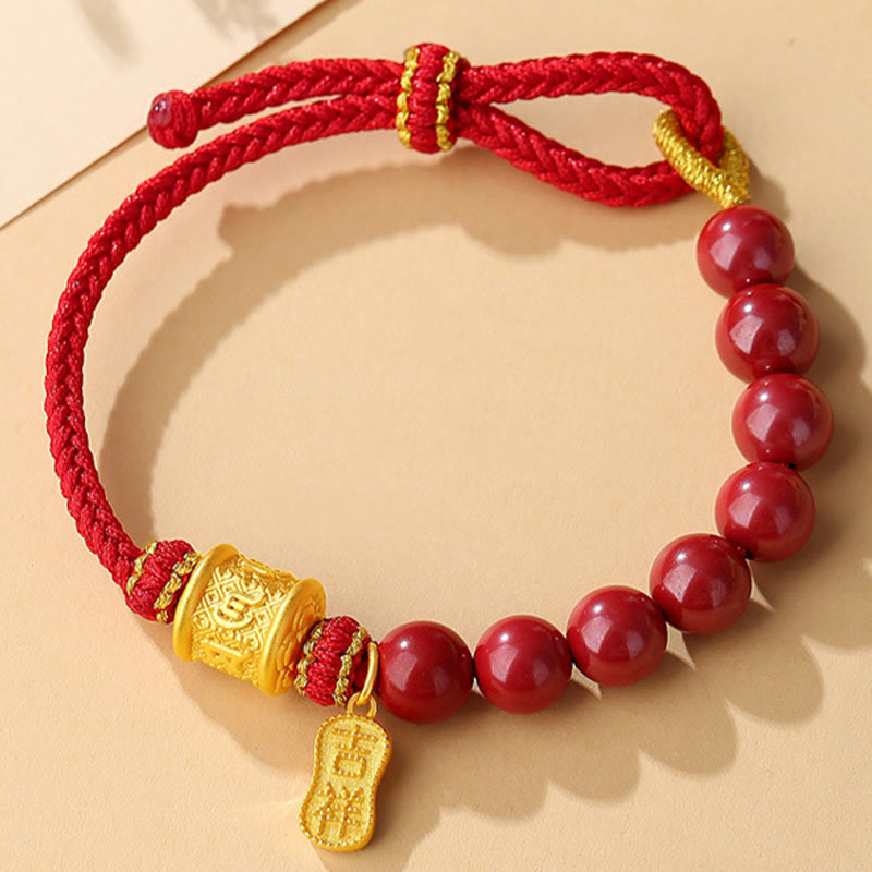 EverestArtStudios 999 Sterling Silver Six True Words Om Mani Padme Hum Cinnabar Blessing String Bracelet