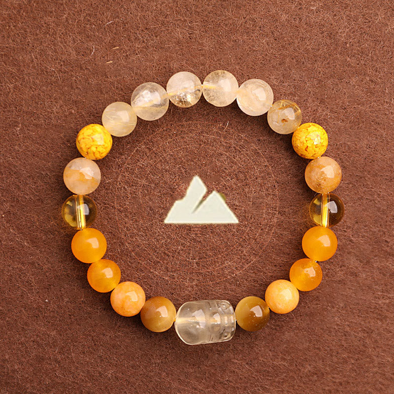 EverestArtstudios Five Elements Various Agate Crystal Green Strawberry Quartz Moss Agate Green Phantom Luck Bracelet