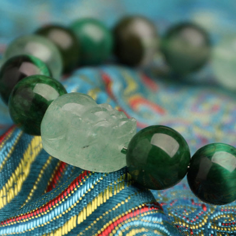 EverestArtstudios Five Elements Various Agate Crystal Green Strawberry Quartz Moss Agate Green Phantom Luck Bracelet