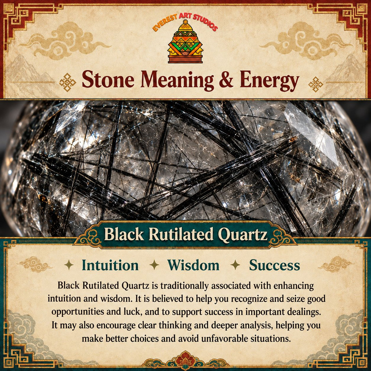 EverestArtstudios black rutilated quartz meaning and symbolism
