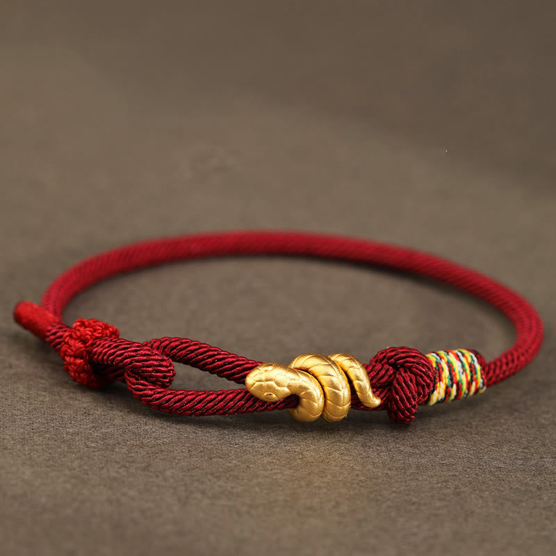 EverestArtStudios 999 Gold Year of the Snake Design Handmade Luck Protection Rope Braided Bracelet