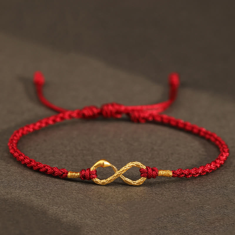 EverestArtStudios 999 Gold Year of the Snake Eternal Endless Knot Infinity Handmade Luck Bracelet