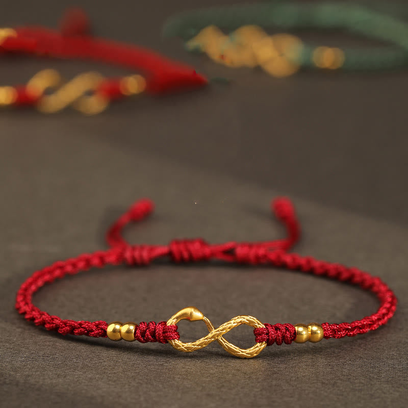 EverestArtStudios 999 Gold Year of the Snake Eternal Endless Knot Infinity Handmade Luck Bracelet