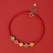 EverestArtStudios Scarlet Cord 925 Sterling Silver Five Pathways Deity Of Wealth Linking Wristband