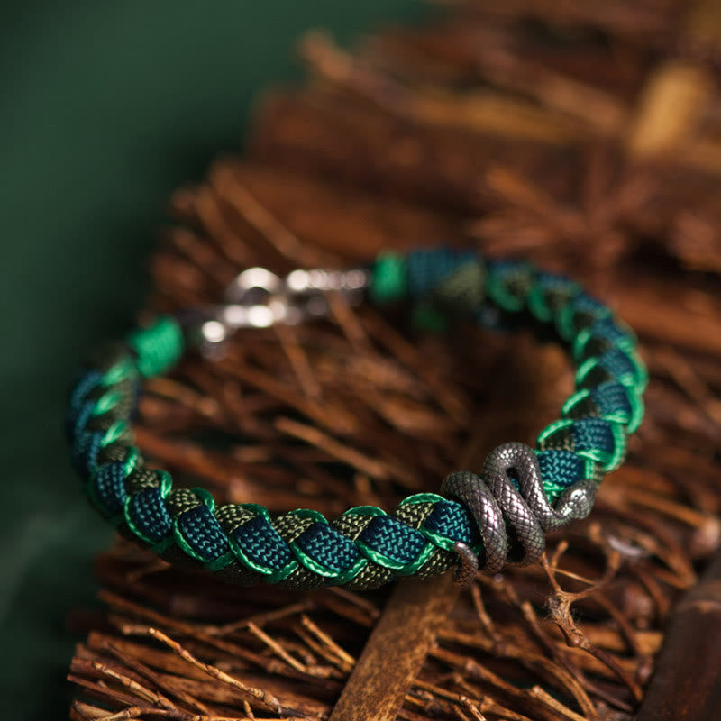EverestArtStudios Year of the Snake 999 Sterling Silver String Protection Braided Bracelet