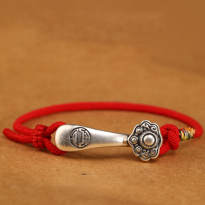 EverestArtStudios 999 Pure Silver Ruyi Sceptre Cord Protection Woven Bracelet