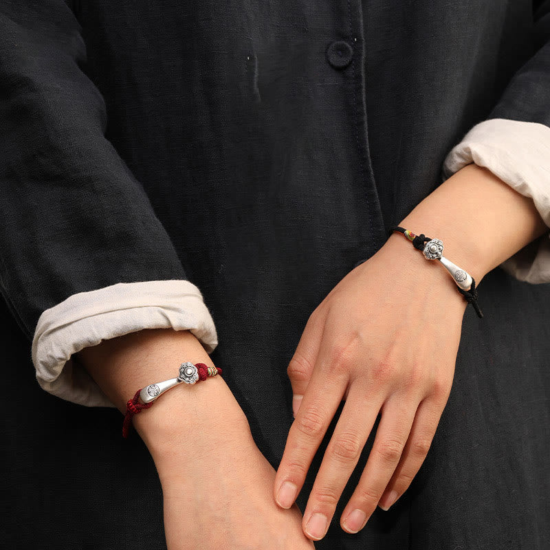 EverestArtStudios 999 Pure Silver Ruyi Sceptre Cord Protection Woven Bracelet