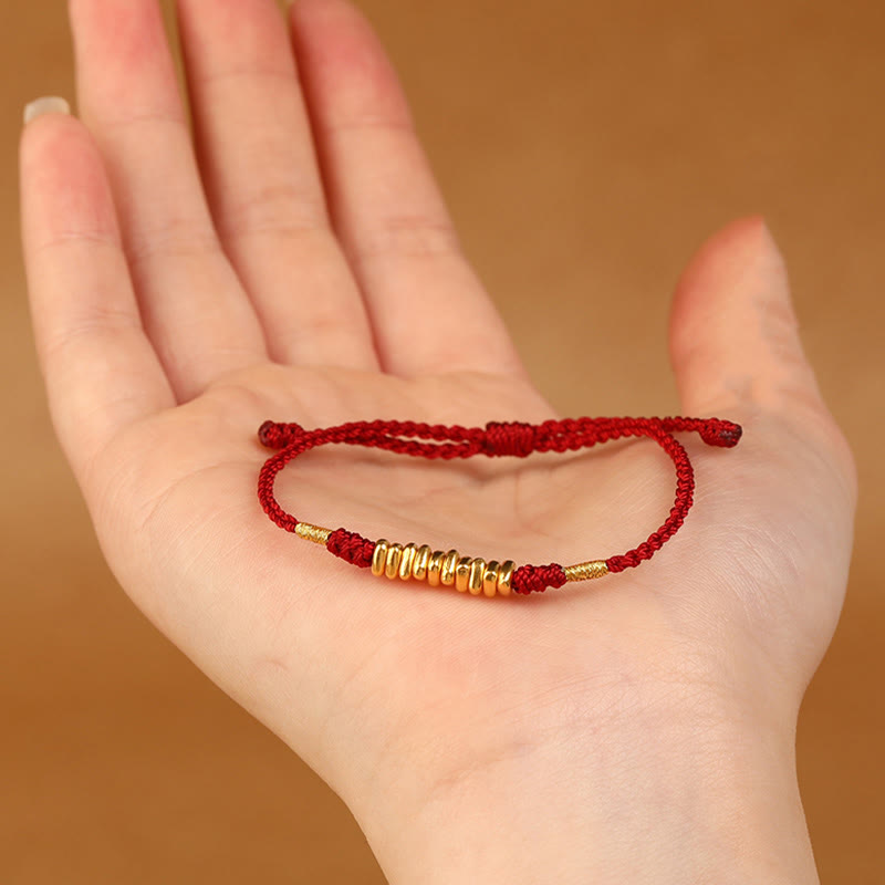 EverestArtStudios 999 Gold Tiny Charms Cord Safeguard Fortune Ultra-Slim Woven Bracelet