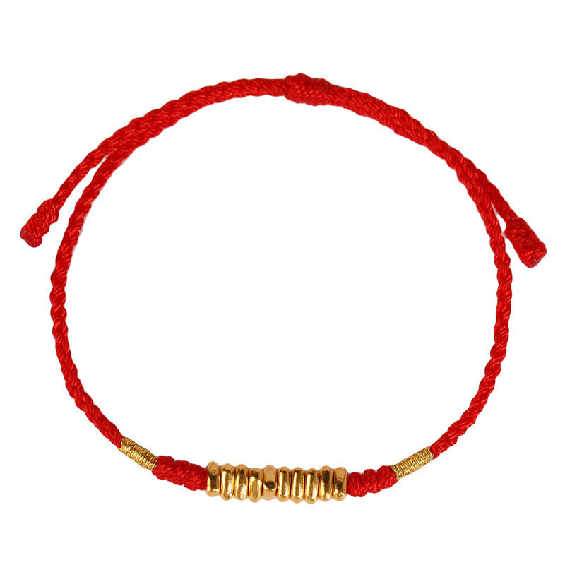 EverestArtStudios 999 Gold Tiny Charms Cord Safeguard Fortune Ultra-Slim Woven Bracelet