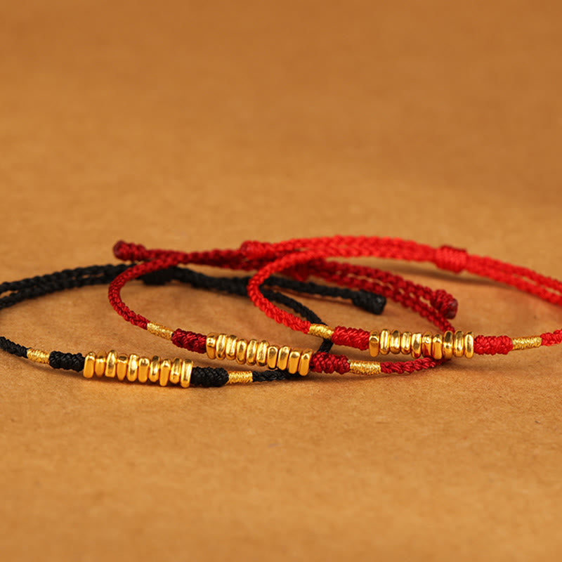 EverestArtStudios 999 Gold Tiny Charms Cord Safeguard Fortune Ultra-Slim Woven Bracelet