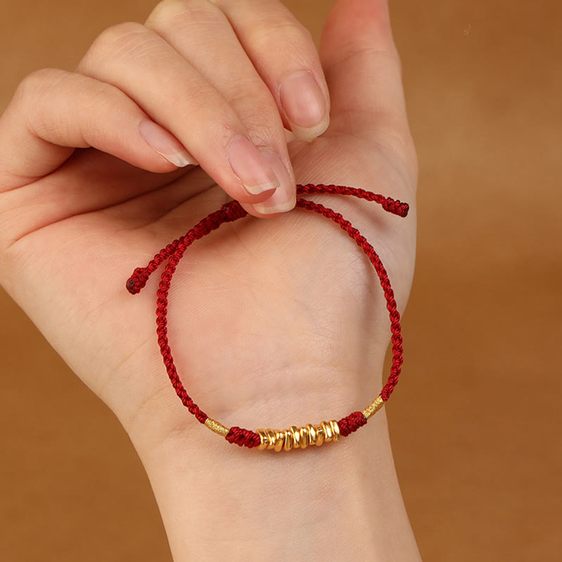 EverestArtStudios 999 Gold Tiny Charms Cord Safeguard Fortune Ultra-Slim Woven Bracelet