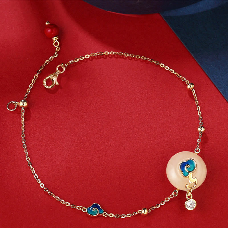 EverestArtstudios 925 Sterling Silver Natural Hetian Jade Auspicious Clouds Abundance Bracelet