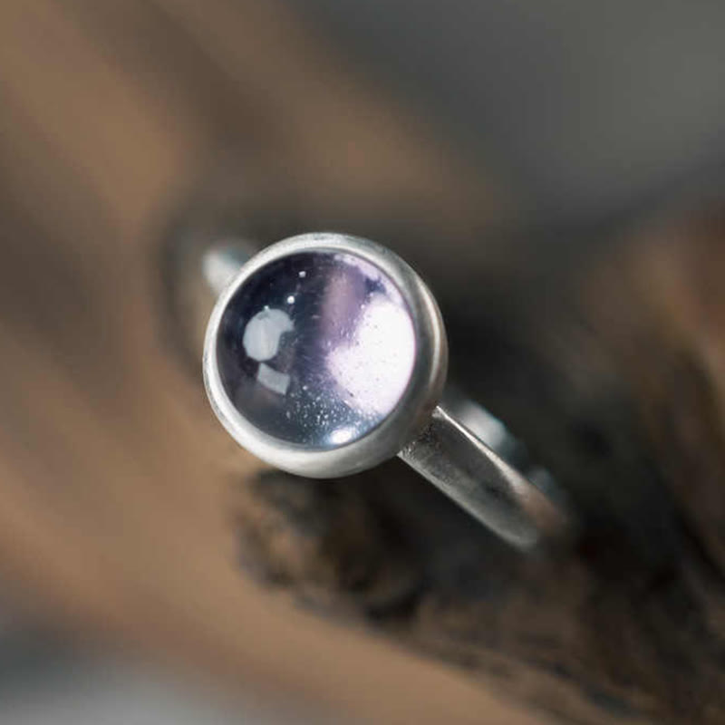 EverestArtstudios Natural 925 Sterling Silver Amethyst Adjustable Balance Ring