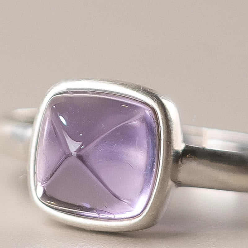 EverestArtstudios Natural 925 Sterling Silver Amethyst Adjustable Balance Ring