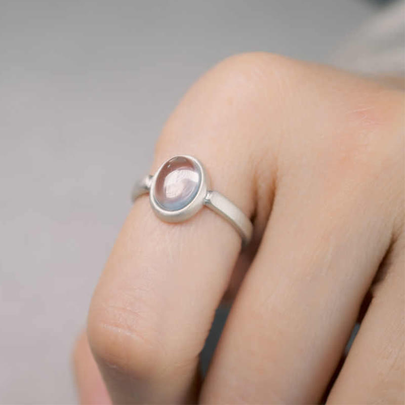 EverestArtstudios Natural 925 Sterling Silver Pink Crystal Adjustable Warmth Ring