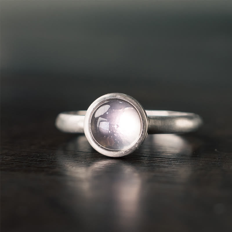EverestArtstudios Natural 925 Sterling Silver Pink Crystal Adjustable Warmth Ring