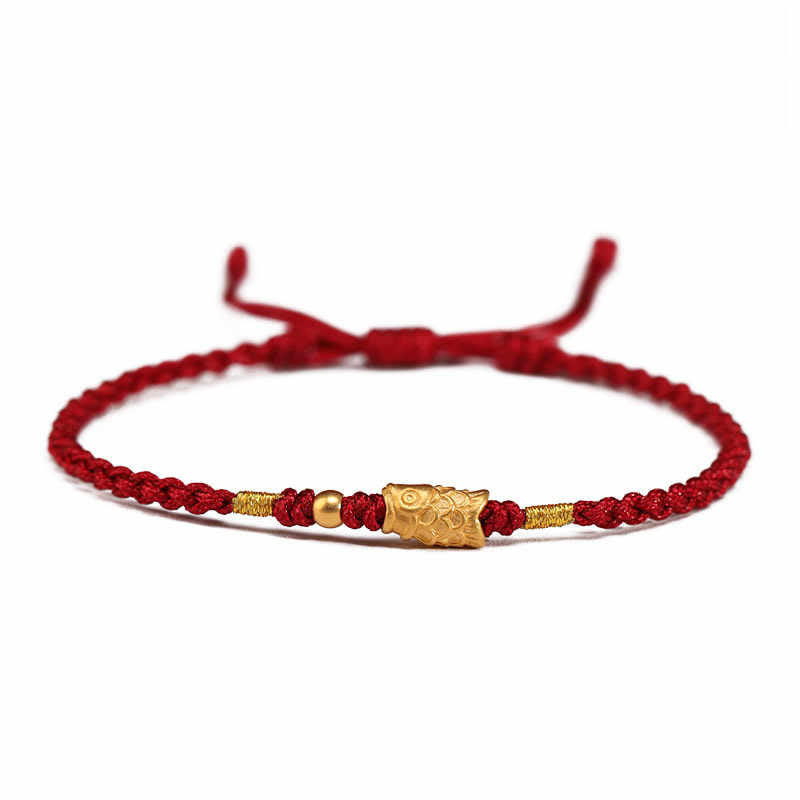 EverestArtStudios 999 Gold Fortune Defense Carp Artisanal Woven Cord Bangle