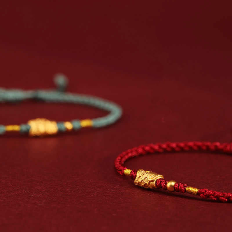 EverestArtStudios 999 Gold Fortune Defense Carp Artisanal Woven Cord Bangle