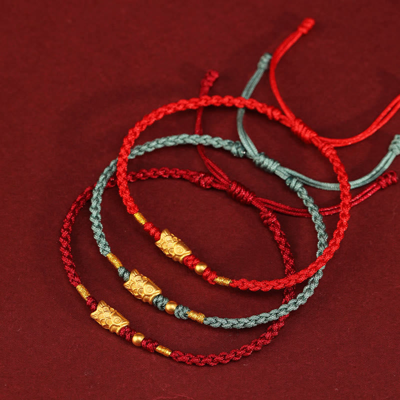 EverestArtStudios 999 Gold Fortune Defense Carp Artisanal Woven Cord Bangle