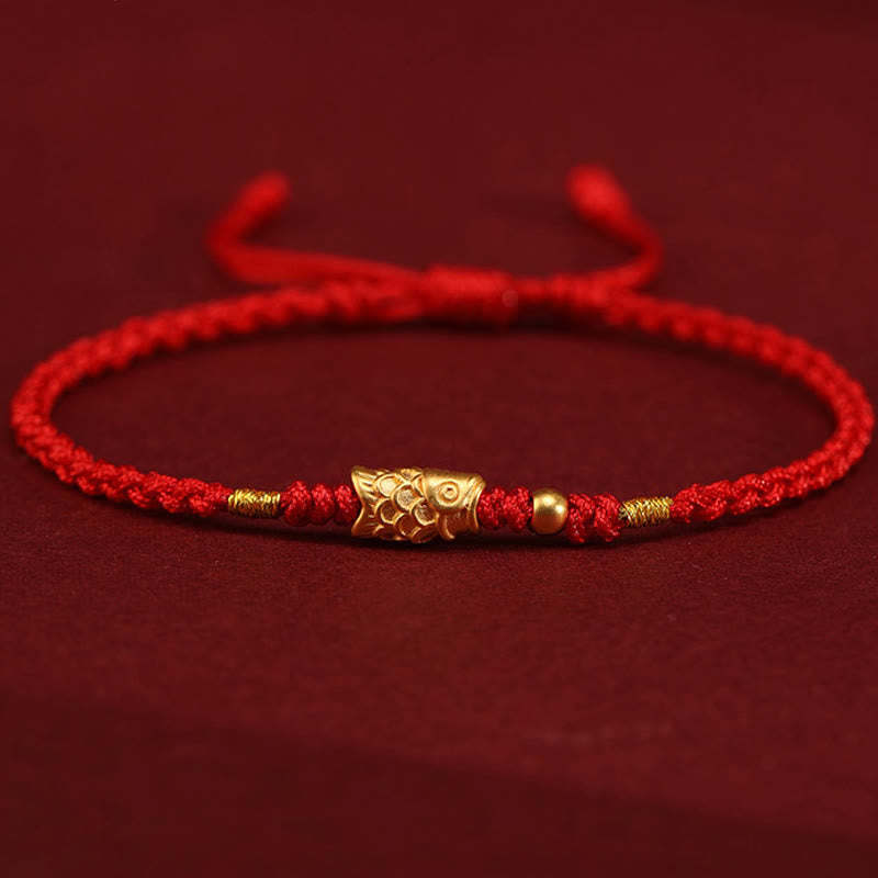 EverestArtStudios 999 Gold Fortune Defense Carp Artisanal Woven Cord Bangle