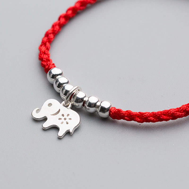 EverestArtStudios 925 Sterling Silver Beads Snowflake Elephant Red String Luck Bracelet