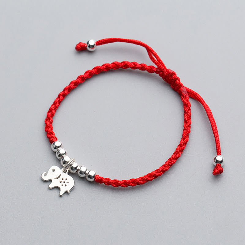 EverestArtStudios 925 Sterling Silver Beads Snowflake Elephant Red String Luck Bracelet