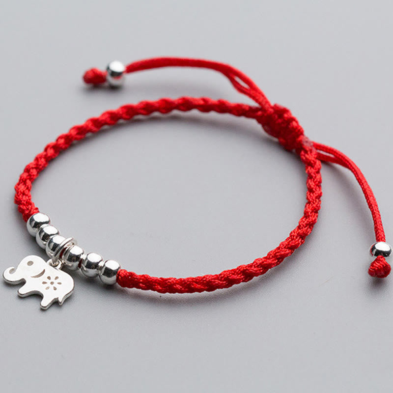 EverestArtStudios 925 Sterling Silver Beads Snowflake Elephant Red String Luck Bracelet
