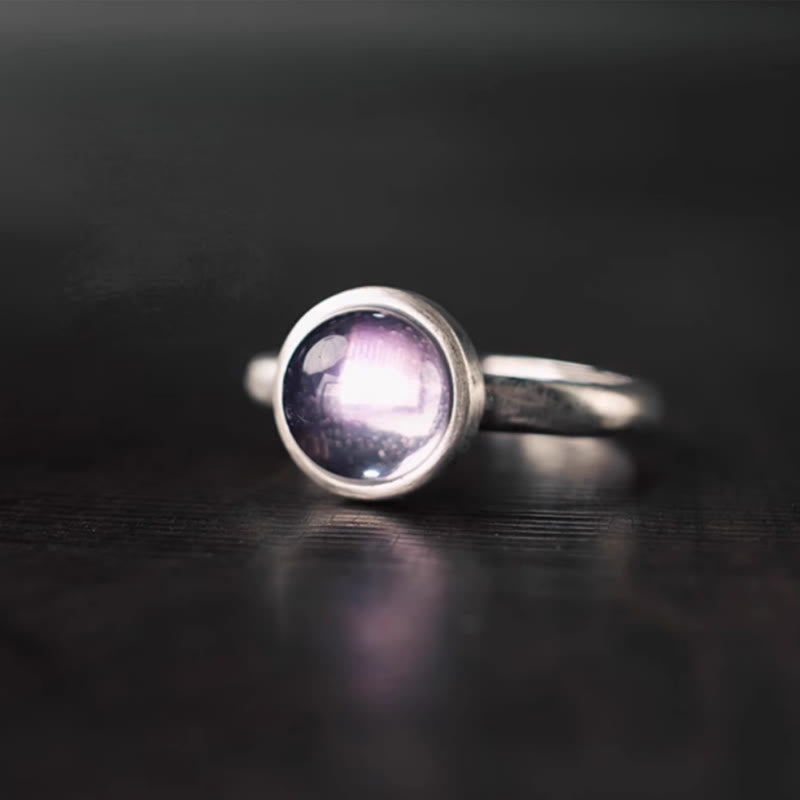 EverestArtstudios Natural 925 Sterling Silver Amethyst Adjustable Balance Ring