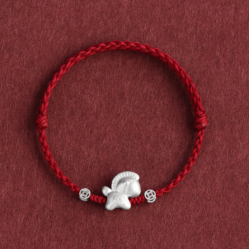 EverestArtStudios Year of the Horse 999 Sterling Silver Copper Coins Luck Rope Braided Bracelet Anklet