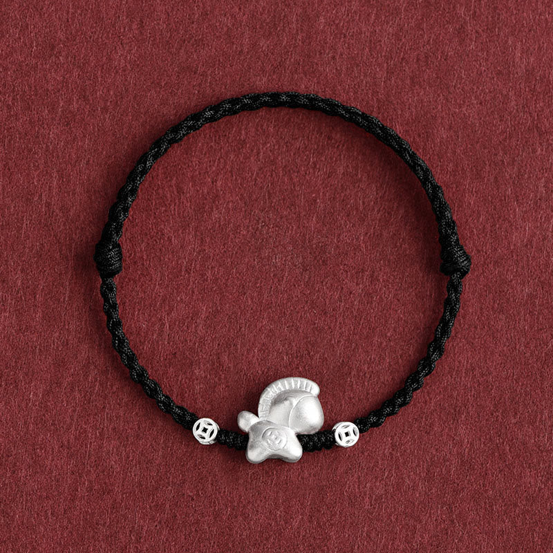 EverestArtStudios Year of the Horse 999 Sterling Silver Copper Coins Luck Rope Braided Bracelet Anklet