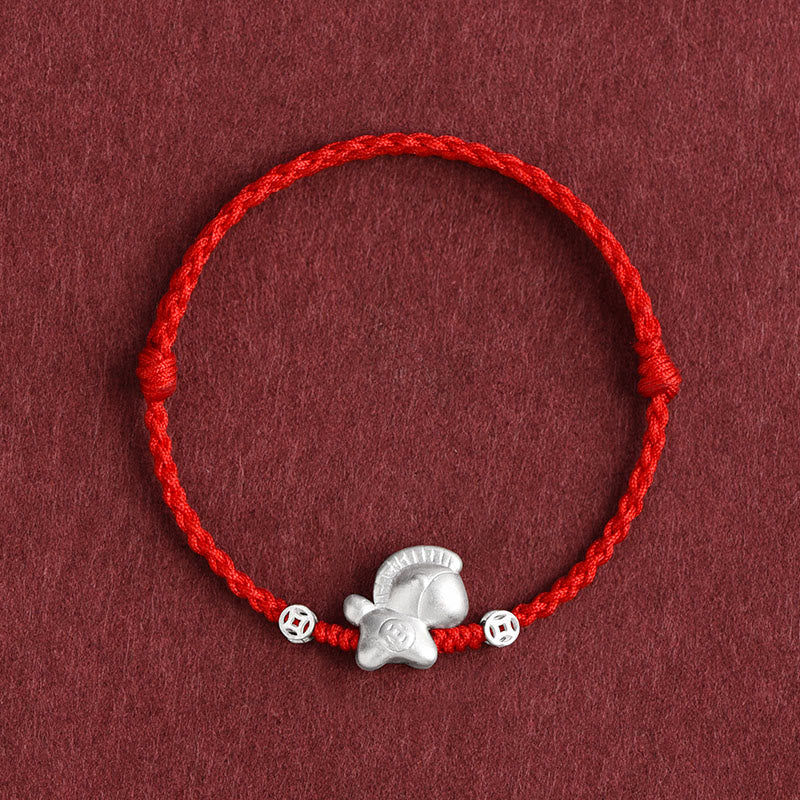EverestArtStudios Year of the Horse 999 Sterling Silver Copper Coins Luck Rope Braided Bracelet Anklet