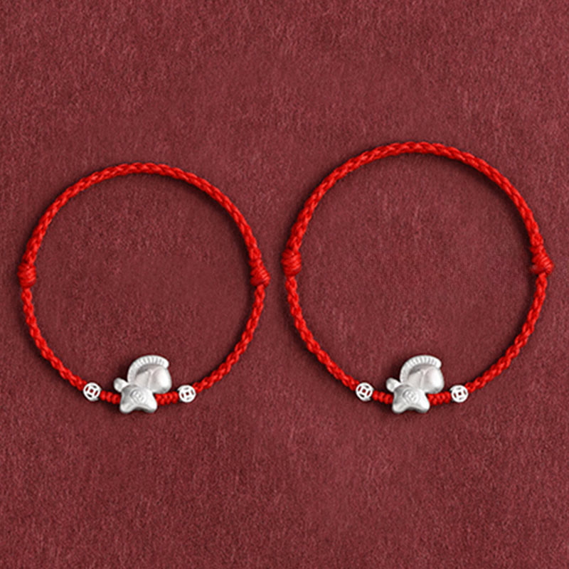 EverestArtStudios Year of the Horse 999 Sterling Silver Copper Coins Luck Rope Braided Bracelet Anklet