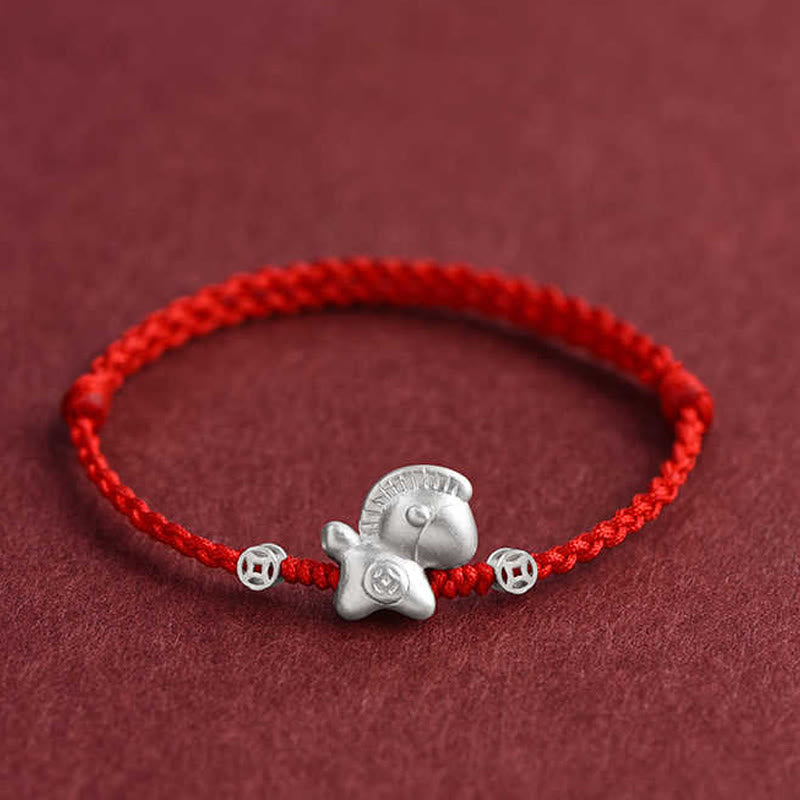 EverestArtStudios Year of the Horse 999 Sterling Silver Copper Coins Luck Rope Braided Bracelet Anklet