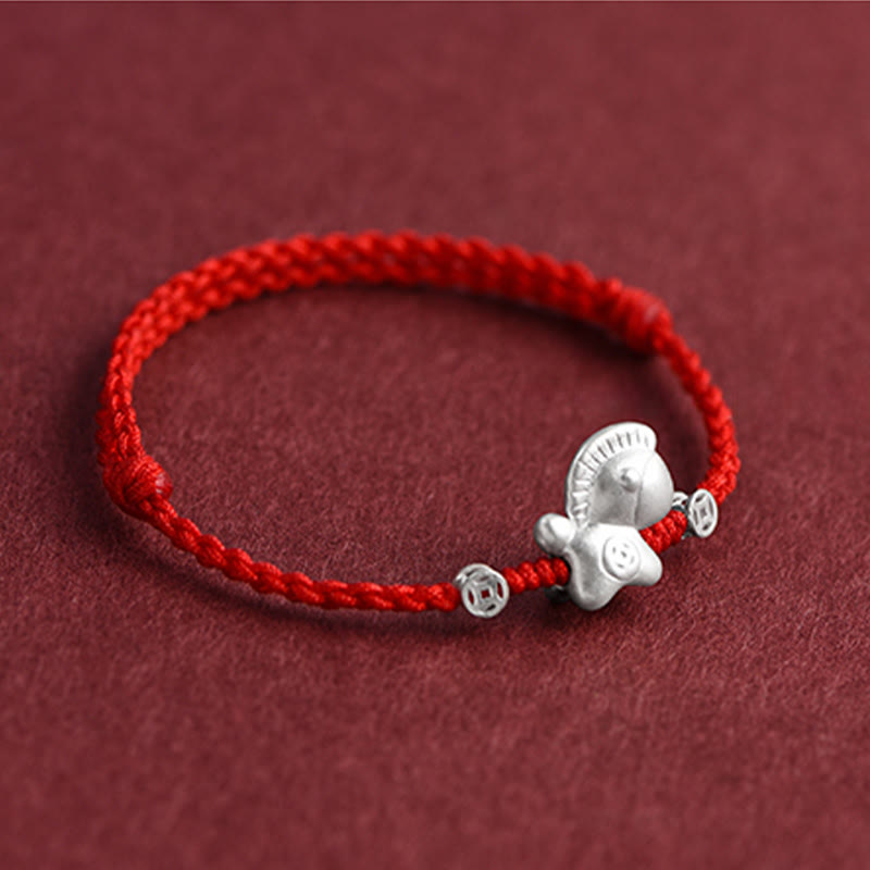 EverestArtStudios Year of the Horse 999 Sterling Silver Copper Coins Luck Rope Braided Bracelet Anklet