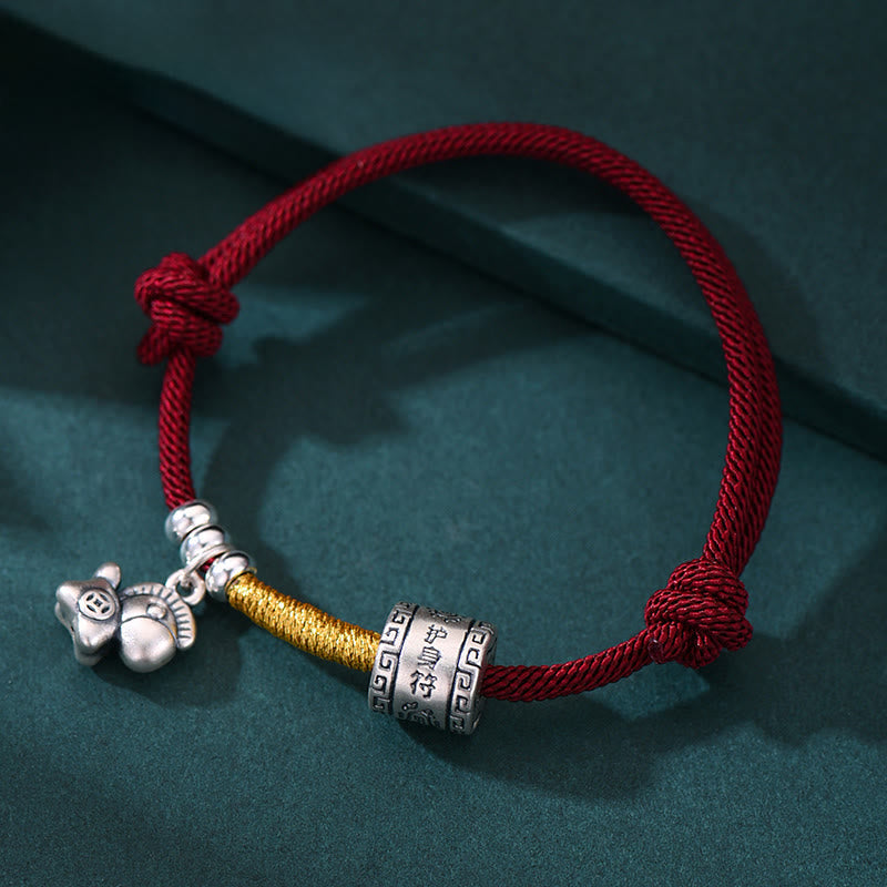 EverestArtStudios 999 Sterling Silver Year Of The Horse Lucky Bead Protection Red Rope Bracelet
