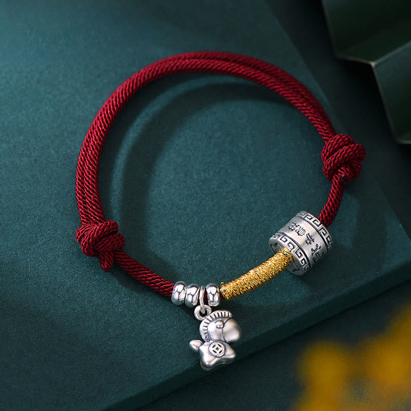 EverestArtStudios 999 Sterling Silver Year Of The Horse Lucky Bead Protection Red Rope Bracelet