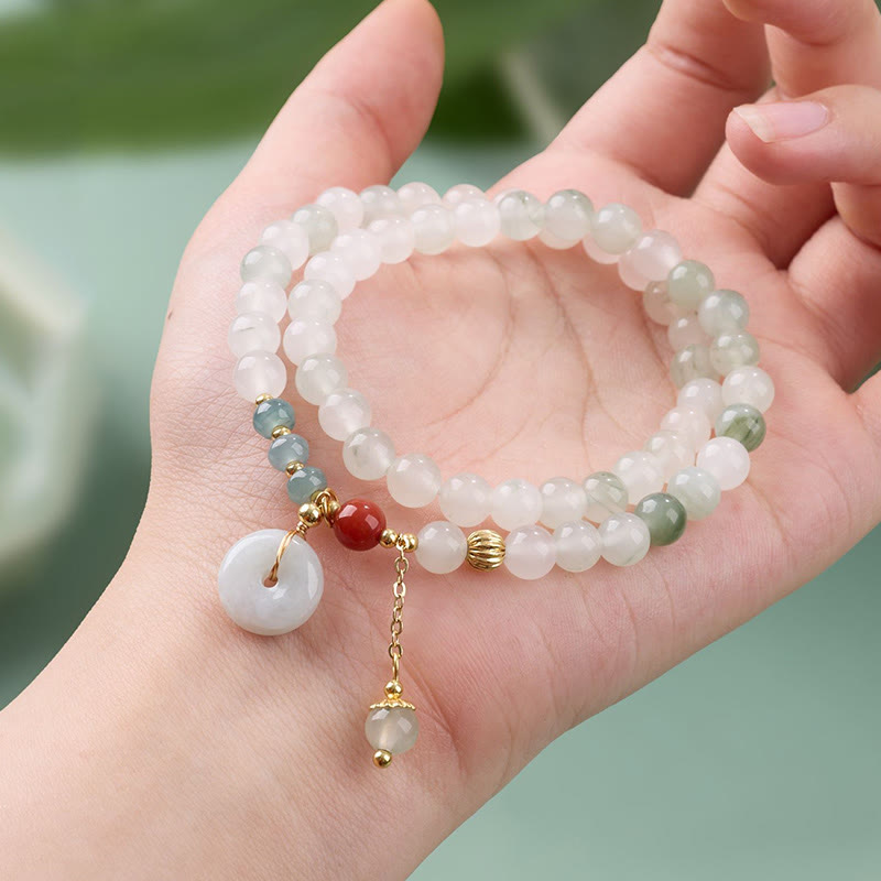 EverestArtstudios Jade Peace Buckle Luck Abundance Double Wrap Bracelet