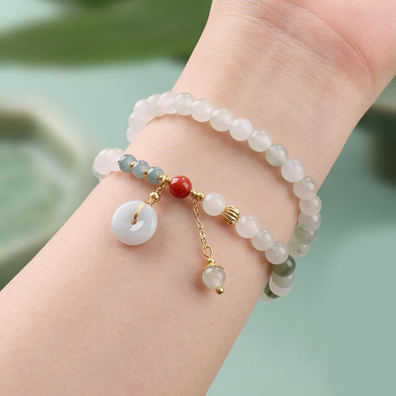 EverestArtstudios Jade Peace Buckle Luck Abundance Double Wrap Bracelet