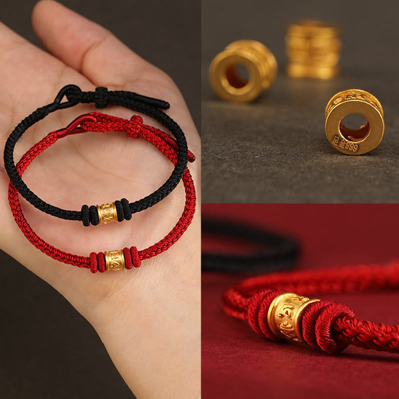 EverestArtStudios Tibetan Handmade 999 Gold Om Mani Padme Hum Fortune Protection Bracelet