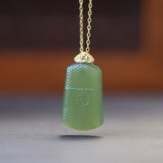 EverestArtstudios Hetian Jade 925 Sterling Silver Om Symbol Prosperity Necklace Pendant