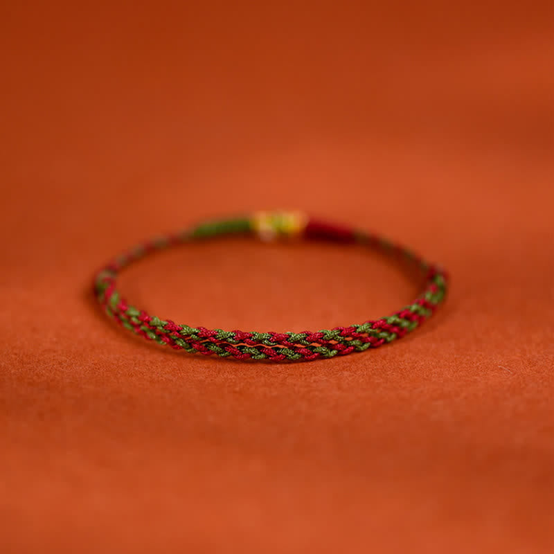 EverestArtStudios 999 Gold Braided Colorful Red Green String Koi Fish Luck Bracelet Anklet