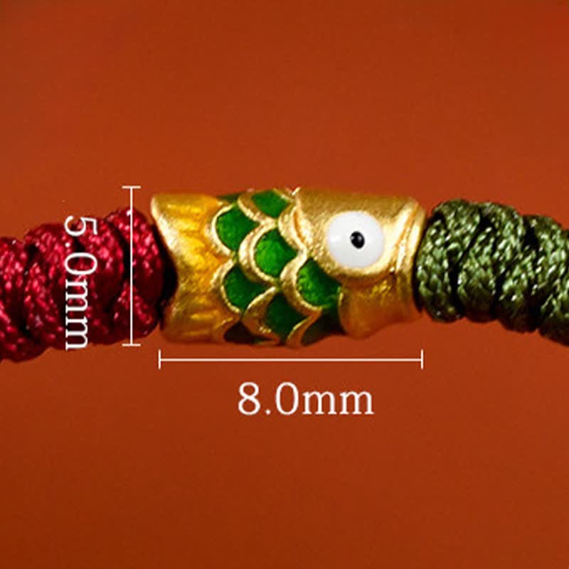 EverestArtStudios 999 Gold Braided Colorful Red Green String Koi Fish Luck Bracelet Anklet