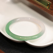 EverestArtstudios Natural White And Green Chalcedony Agate Positive Cuff Bracelet Bangle