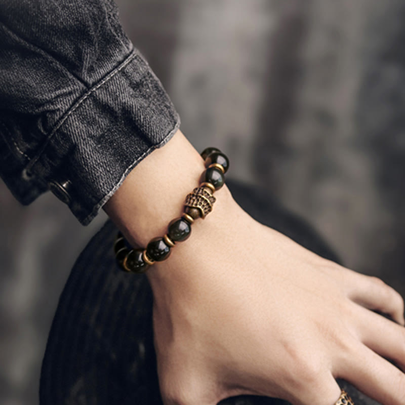 EverestArtstudios Rainbow Obsidian Copper Love Healing Bracelet