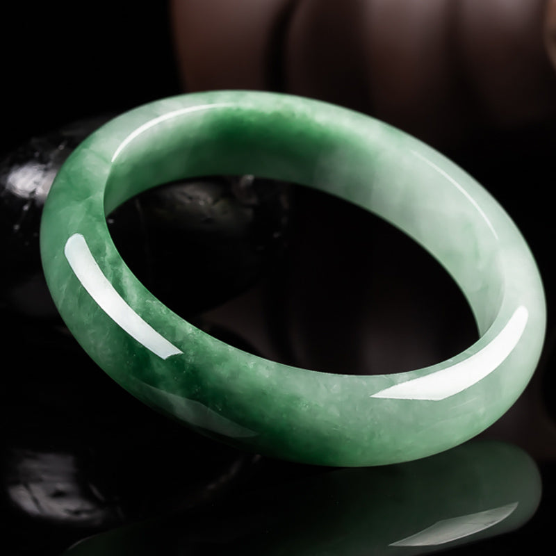 EverestArtStudios Genuine Jade Fortune Blessing Bangle Bracelet