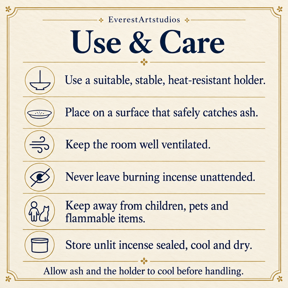 Incense use, storage and safe handling guide
