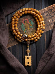 Yak Bone Skull Mala Bracelet: Tibetan Buddhist Prayer 108 Beads